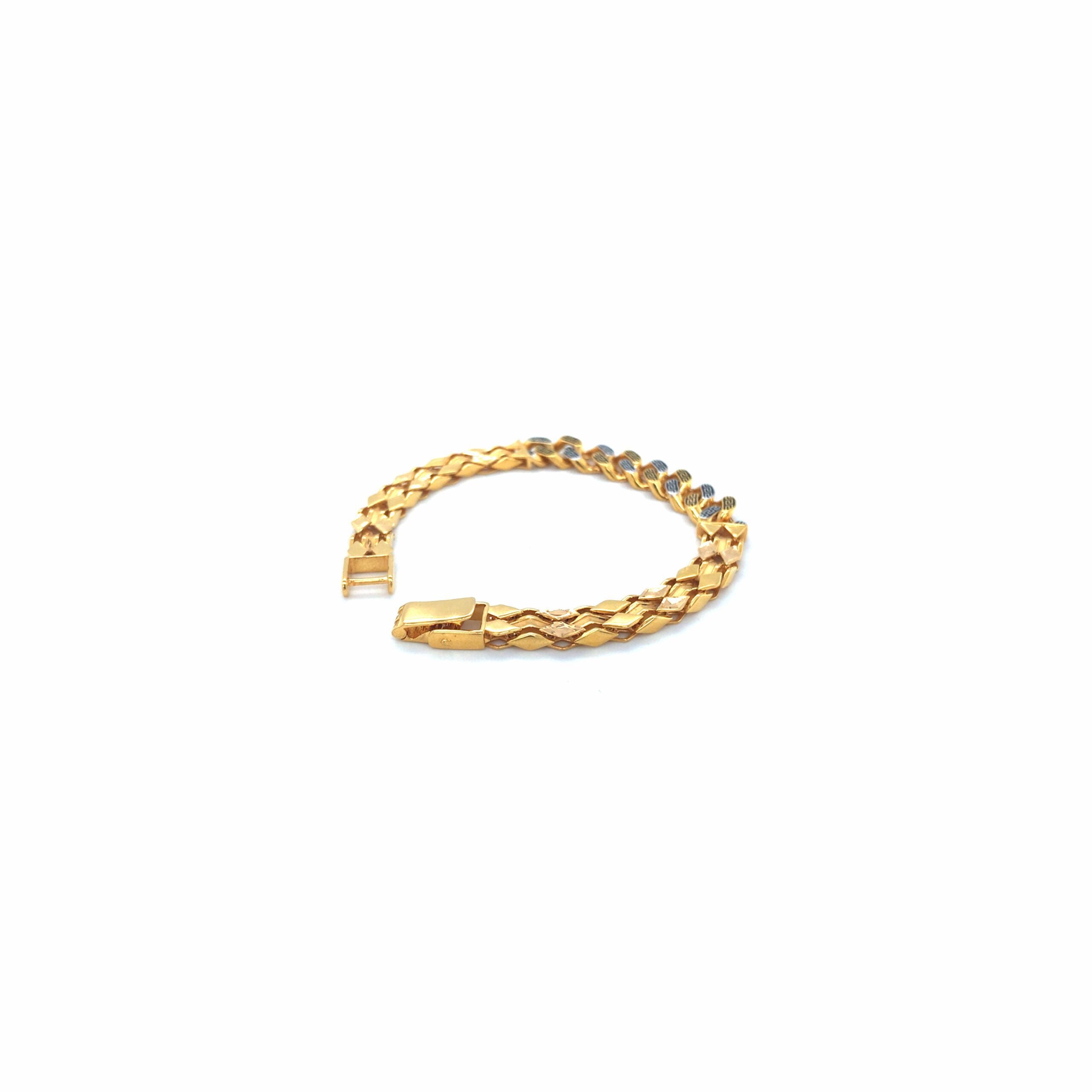 22K Gold Patterned Link Bracelet for Men | Premium Gold Jewellery