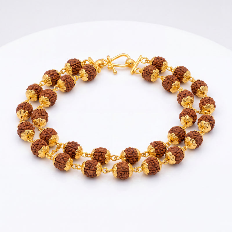 Divine 22K Gold Double Line Rudraksha Bracelet