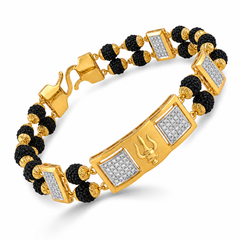 Elegant Gold & Black Beaded Rudraksha Bracelet