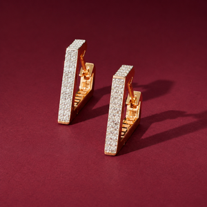 Modern Geometric Diamond Stud Earrings in 18KT Rose Gold