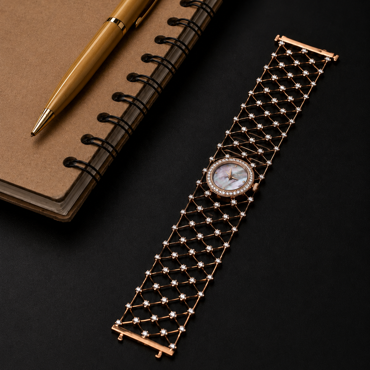 Luxury Diamond Watch Bracelet in 18K Rose Gold for Women