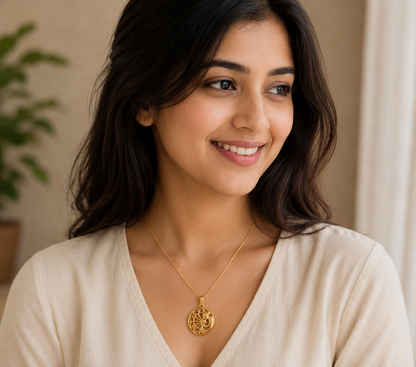 22KT Gold Peacock Design Pendant