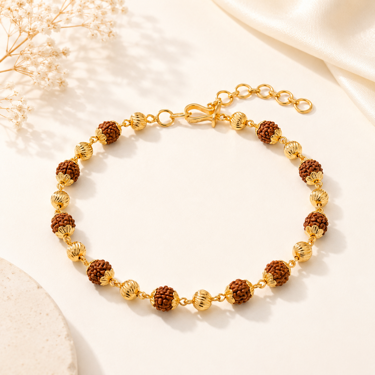 Divine Harmony 22K Gold Rudraksha Bracelet