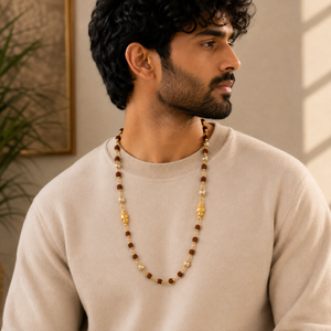 Divine Hamsa 22K Gold Rudraksha Chain