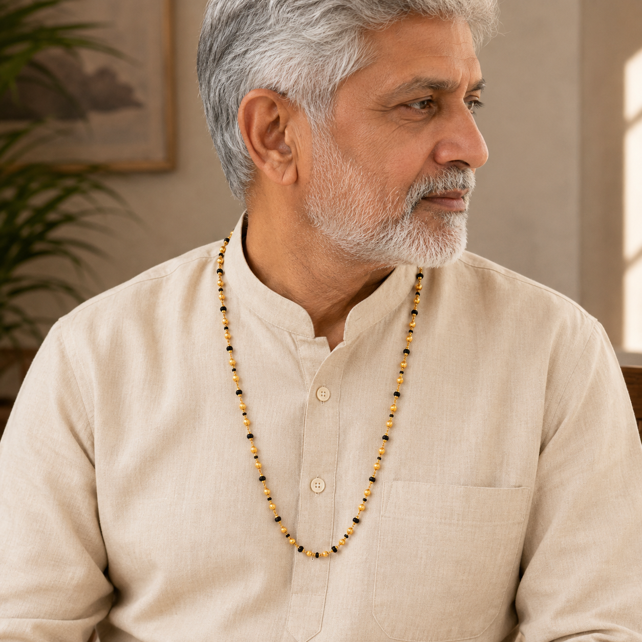 Royal 22KT Gold Black Bead Chain
