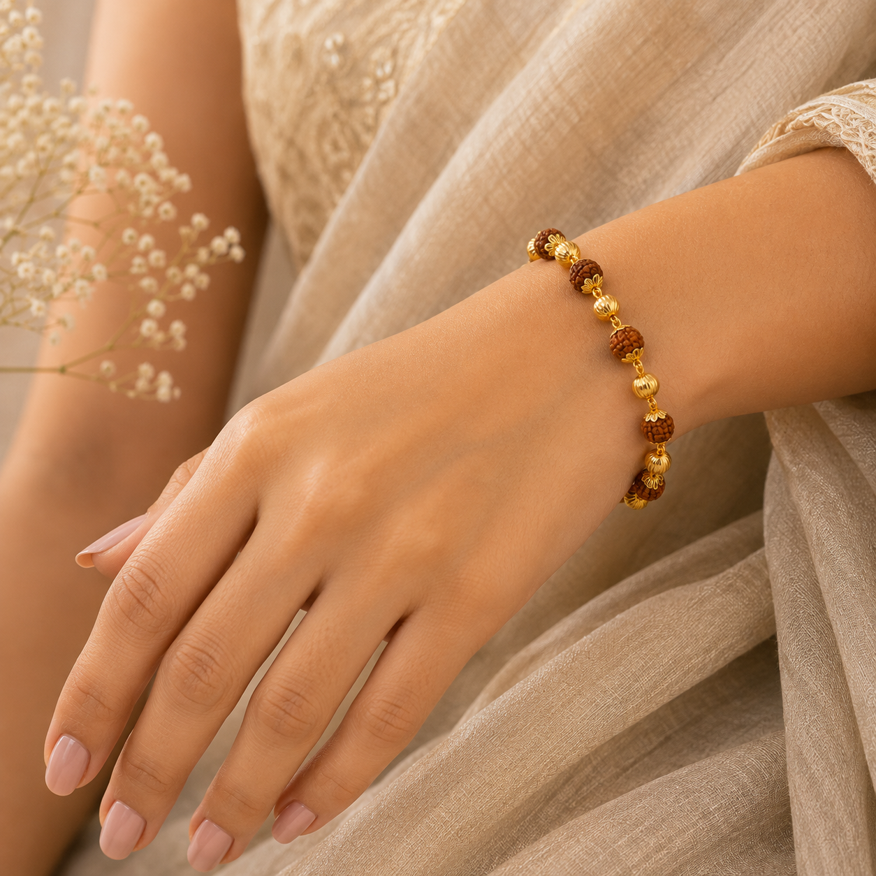 Divine Harmony 22K Gold Rudraksha Bracelet