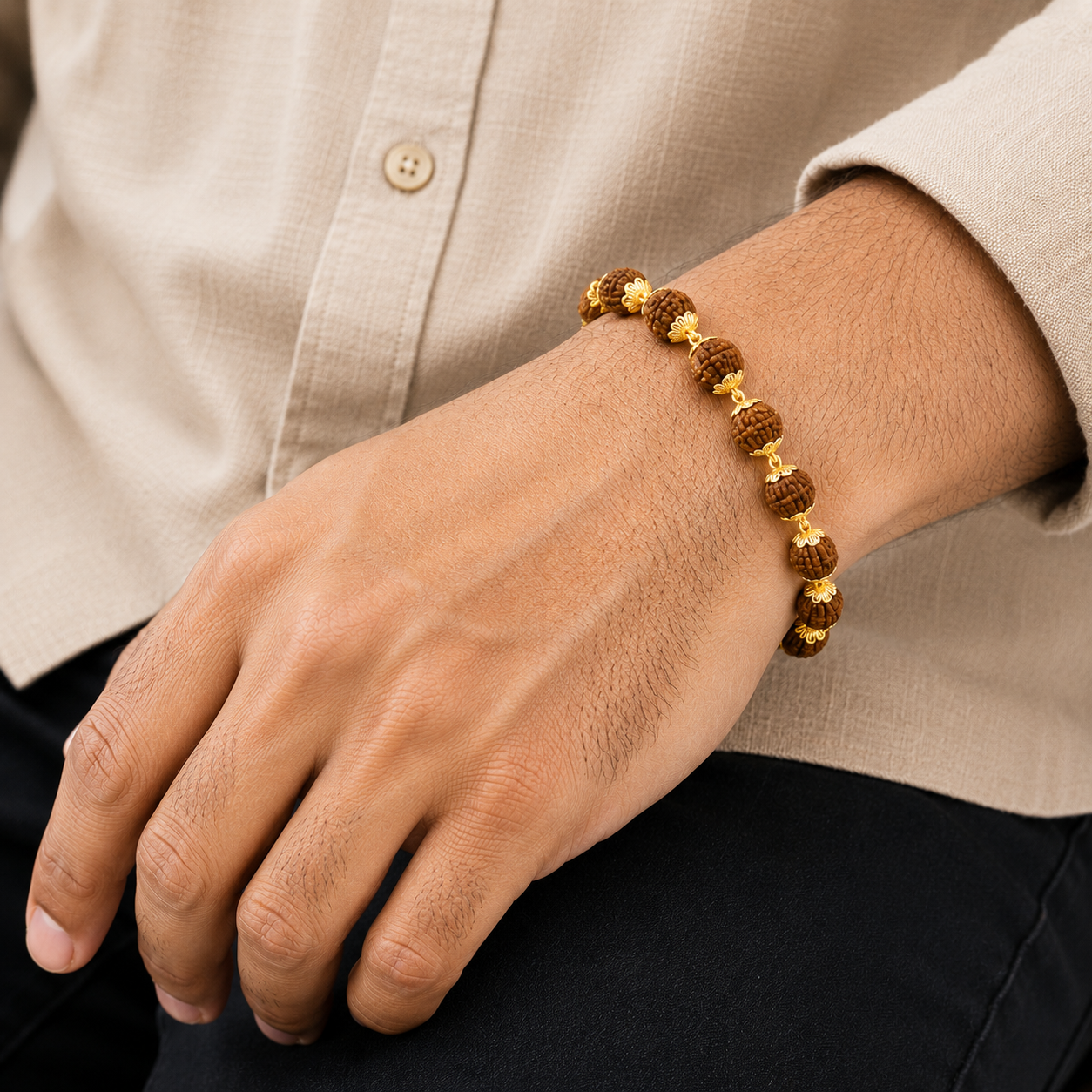 22KT Gold Rudraksha Bracelet