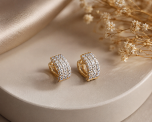 Diamond Pavé Huggie Earrings in 18KT Gold