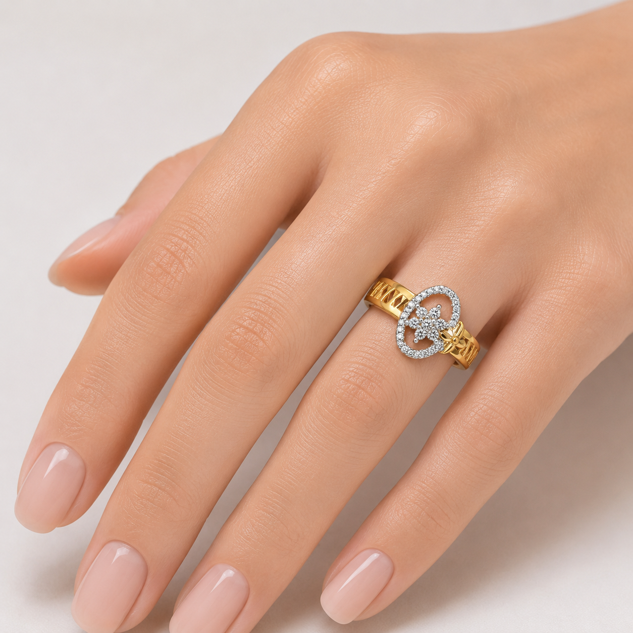 22KT Gold Oval CZ Statement Ring
