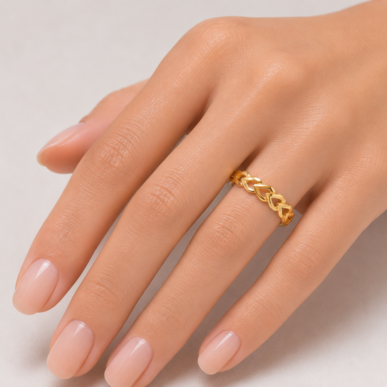 22KT Trendy Heart Chain Gold Ring for Women