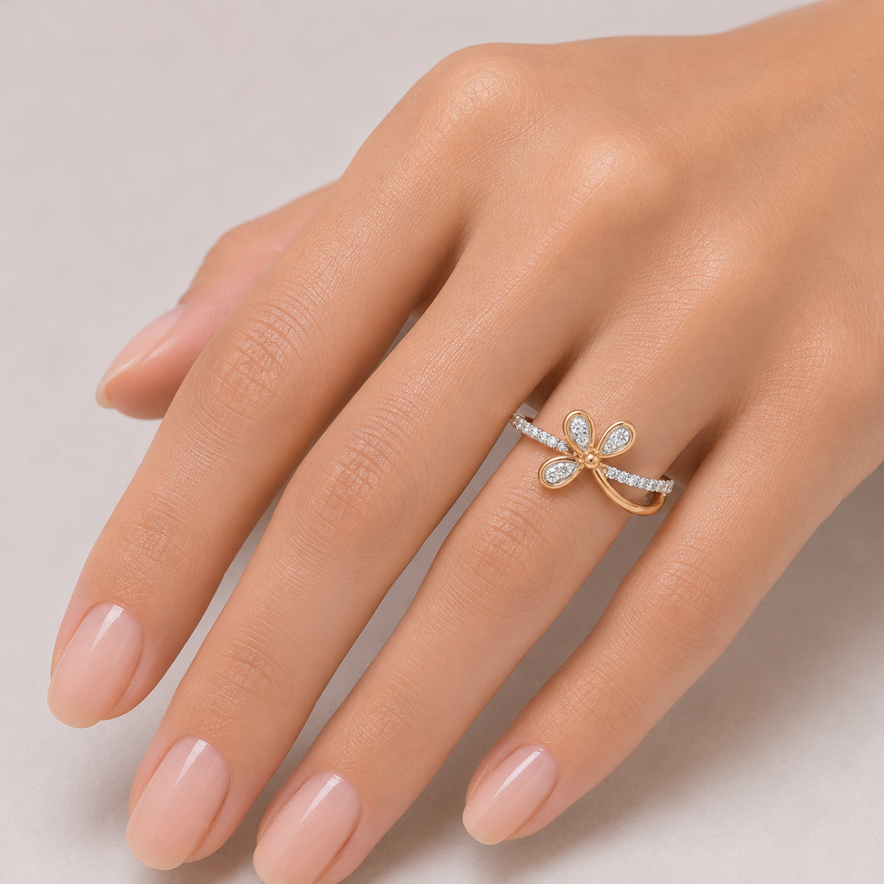 Diamond Floral Gold Ring