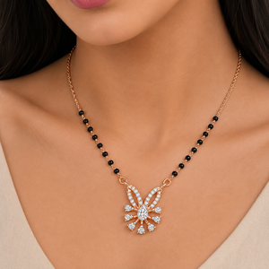 Radiant Sunburst Diamond Mangalsutra in 18KT Rose Gold