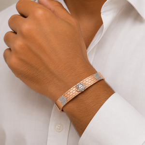 18KT Gold Honeycomb Design Kada for Men