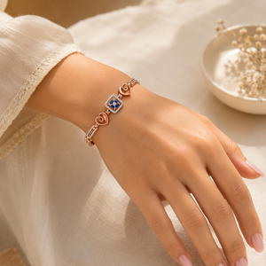 18KT Gold Bracelet with Heart Motifs | Designer Style