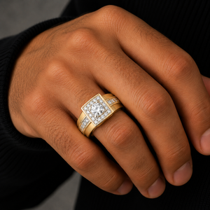 Diamond Square Cluster Ring in Gold