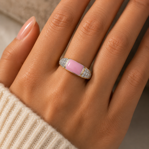 Pastel Pink Accent Diamond Ring for Women