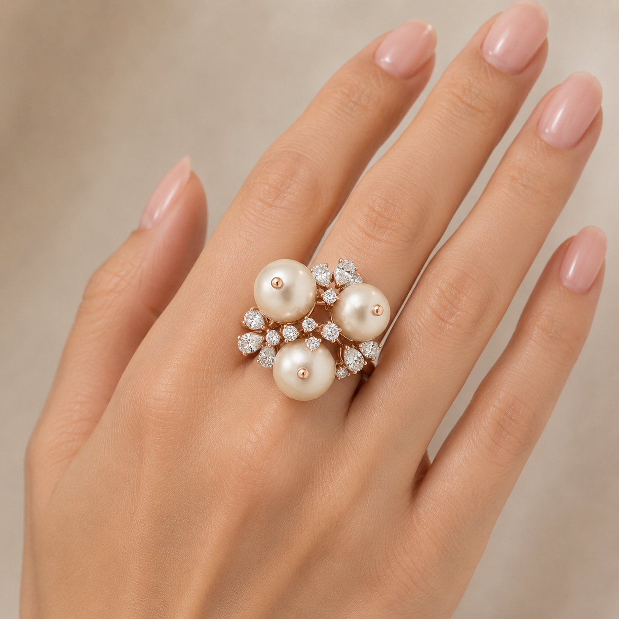 Pearl Diamond Cocktail Ring