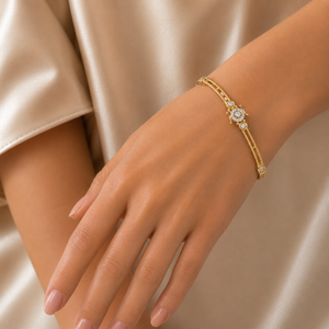 18KT Gold Celestial Spark Diamond Bangle