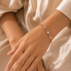 18KT Rose Gold Geometric Diamond Bangle