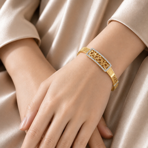 Elegant 22K Gold CZ Openwork Bangles for Women