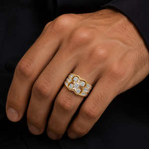 18KT Two-Tone Monarch Diamond Men's Ring