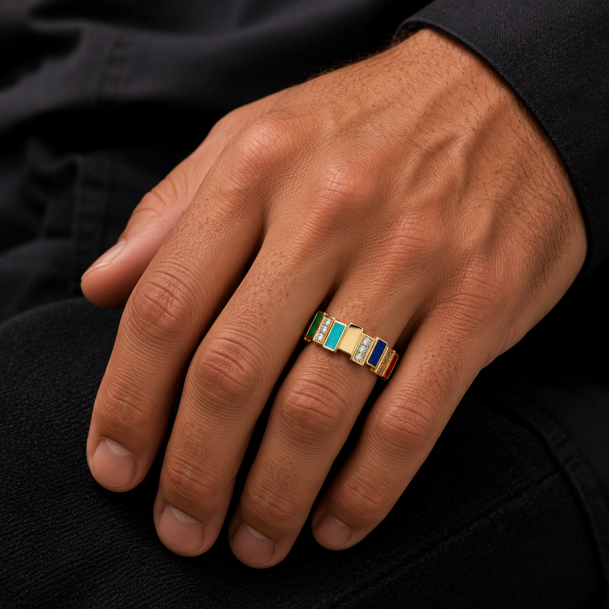 18KT Navratna Fusion Diamond Men's Ring