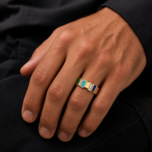 18KT Navratna Fusion Diamond Men's Ring