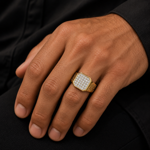 18KT Yellow Gold Imperial Shield Diamond Men's Ring