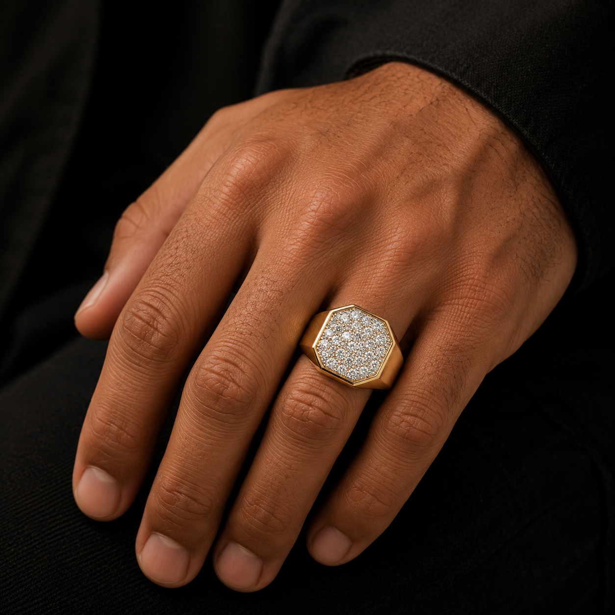 18KT Yellow Gold Imperial Octagon Diamond Signet Ring