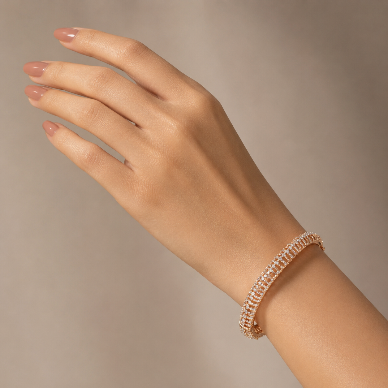 18KT Rose Gold Infinity Diamond Tennis Bangle