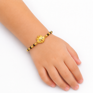 22K Gold Bachaa Black Bead Bracelet