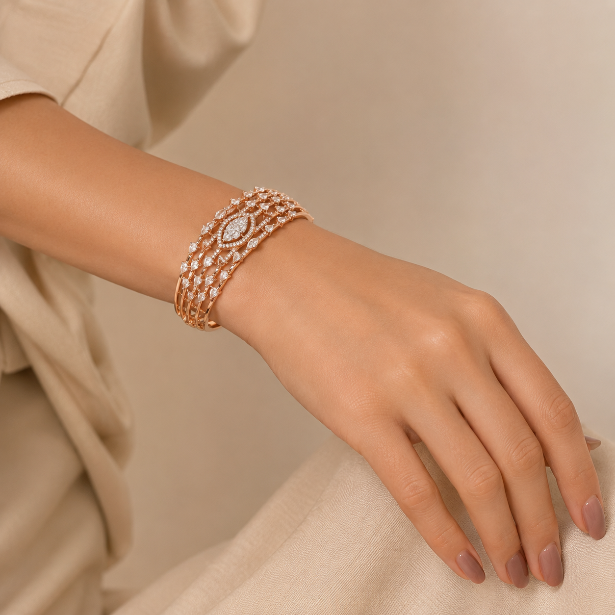 18KT Rose Gold Diamond Designer Bracelet