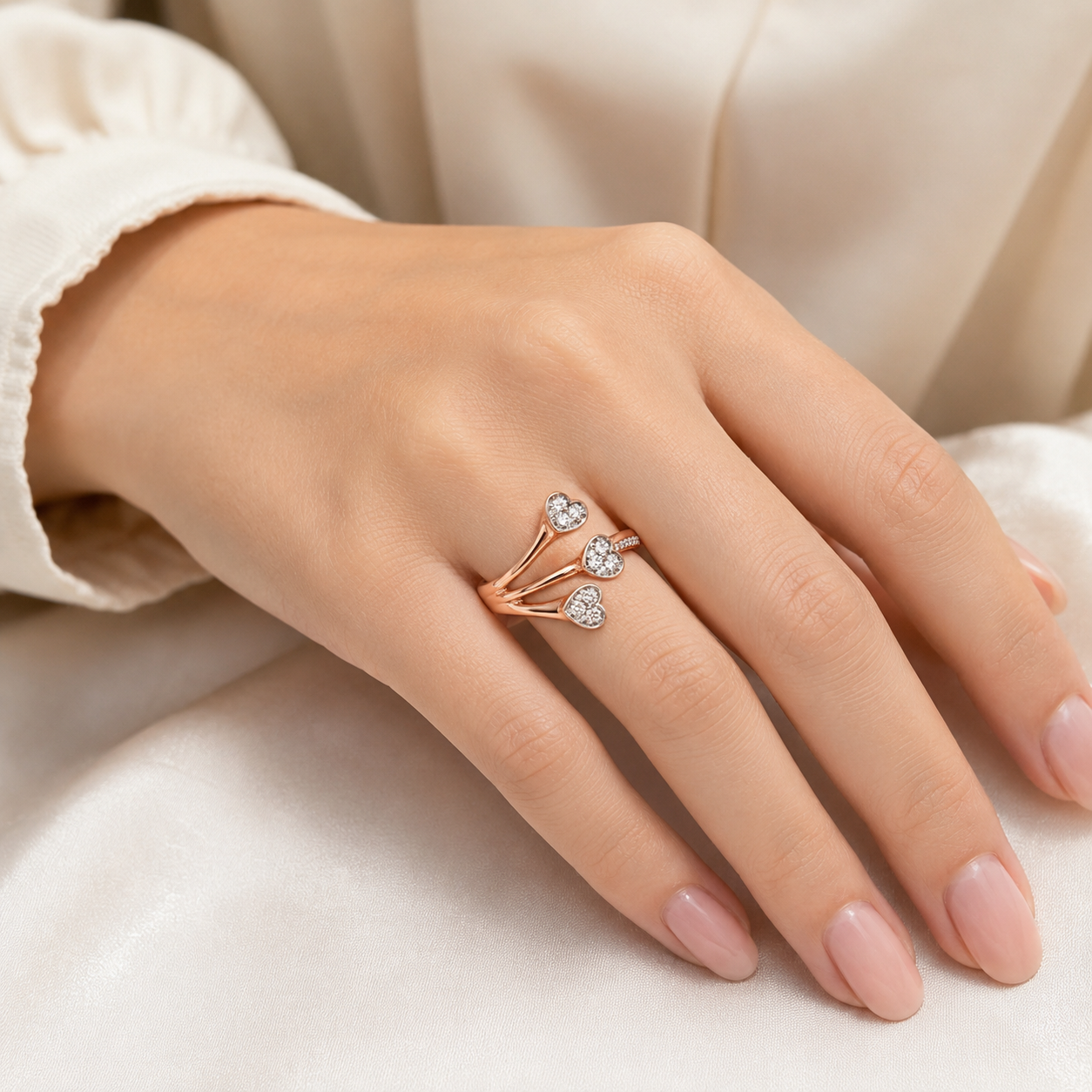 Open Diamond Ring in Rose Gold