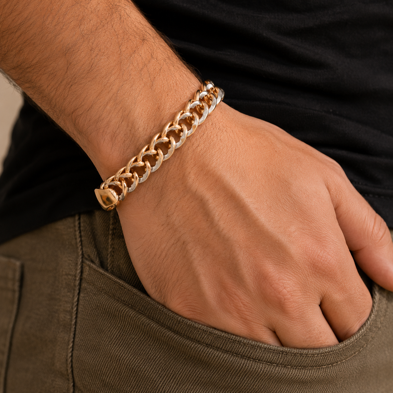 18KT Two-Tone Gold Bracelet for Men