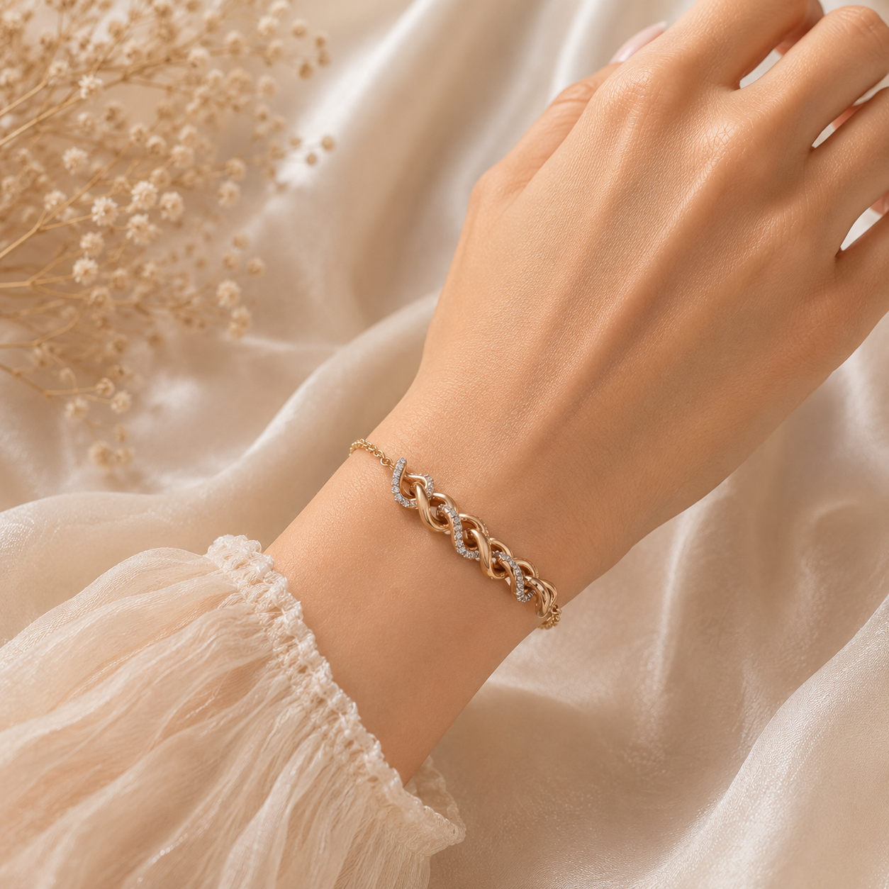 18KT Gold Bracelet for Gifting | Twisted Chain Design
