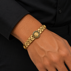 22KT Gold Medusa Style Link Bracelet