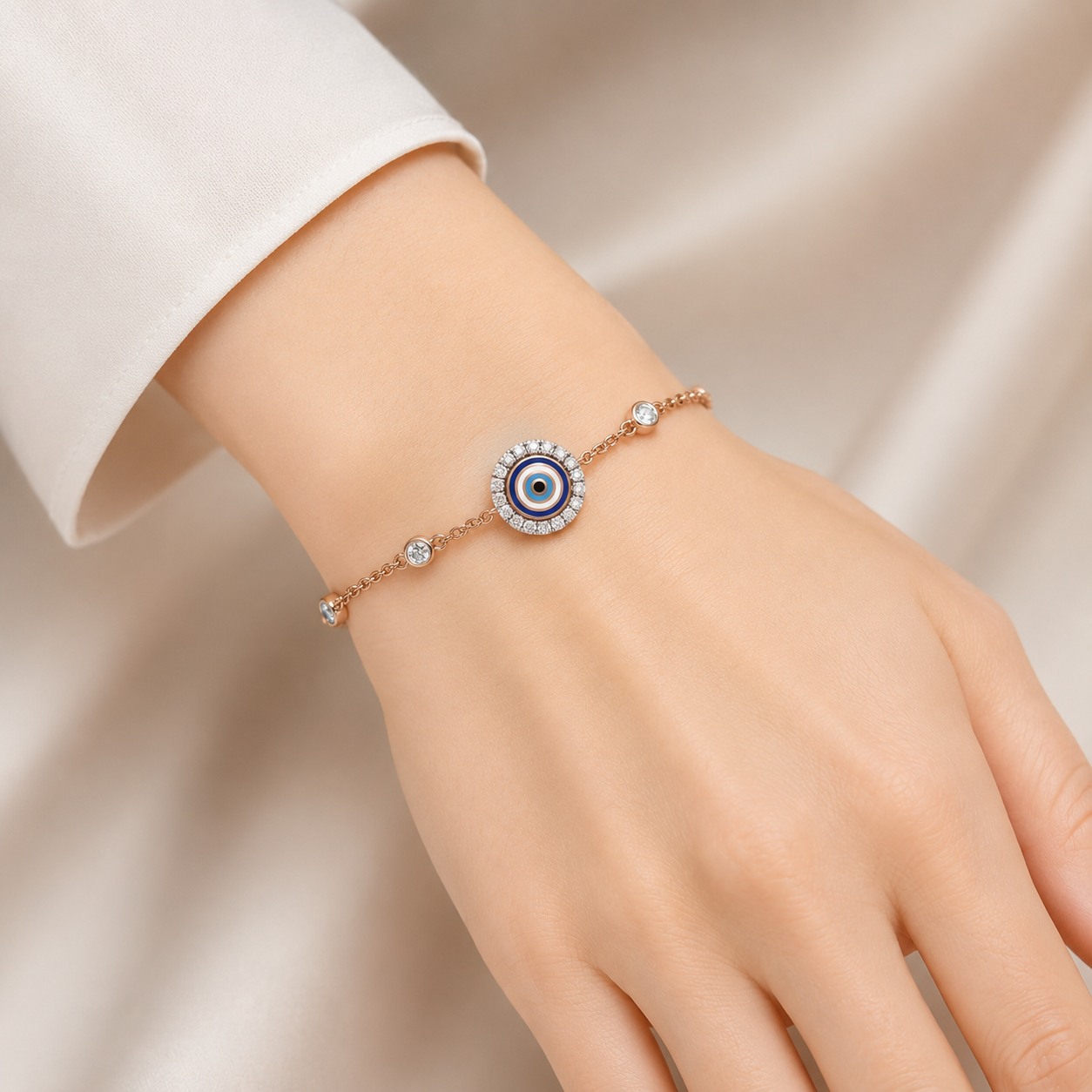 18KT Diamond Evil Eye Bracelet for Women