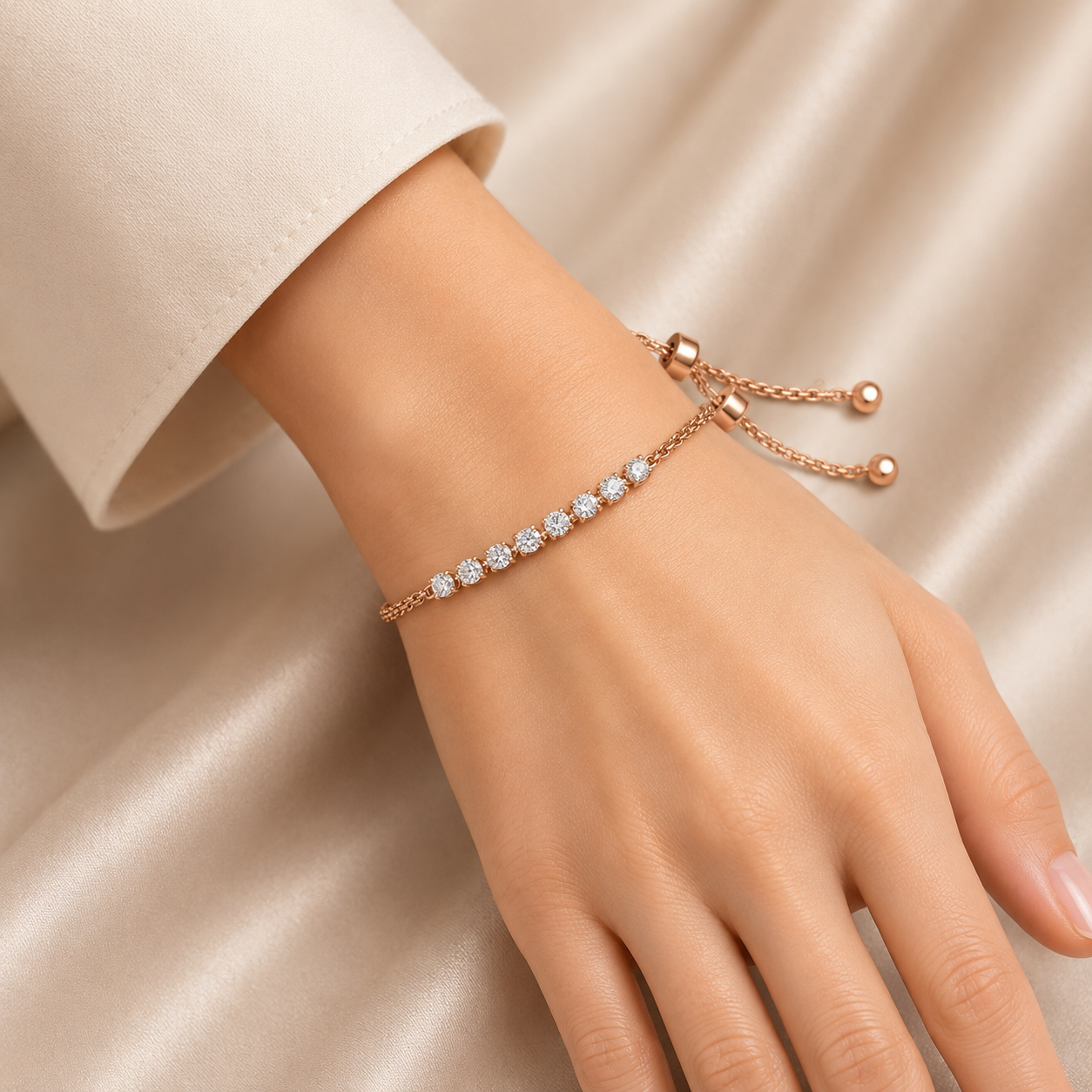 18KT Diamond Adjustable Bracelet for Women