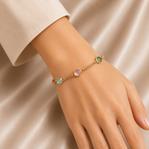 18KT Gold Pastel Stone Chain Bracelet