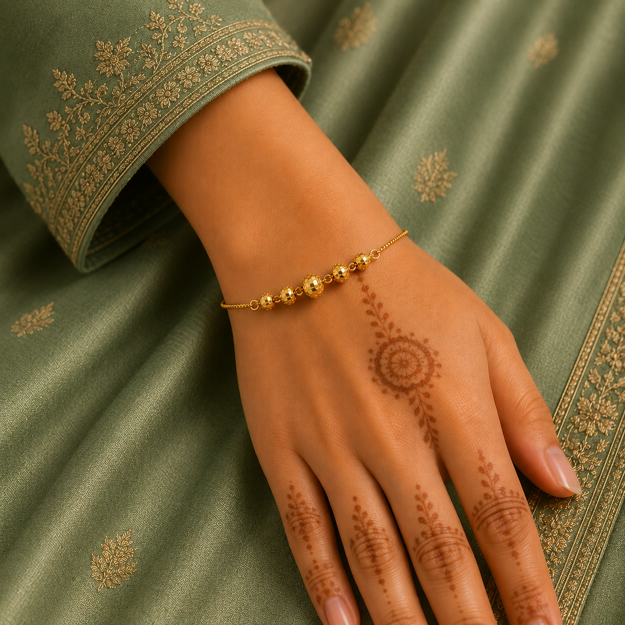 22KT Gold Petite Bead Chain Bracelet