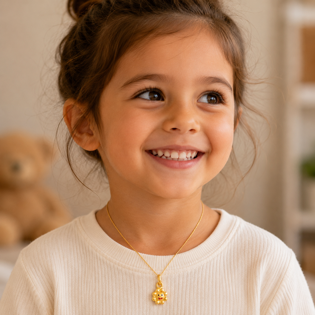 22K Gold Smiley Charm Pendant for Kids
