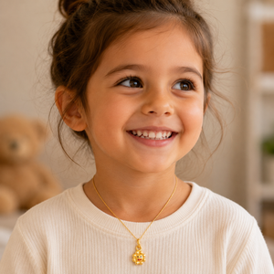 22K Gold Smiley Charm Pendant for Kids