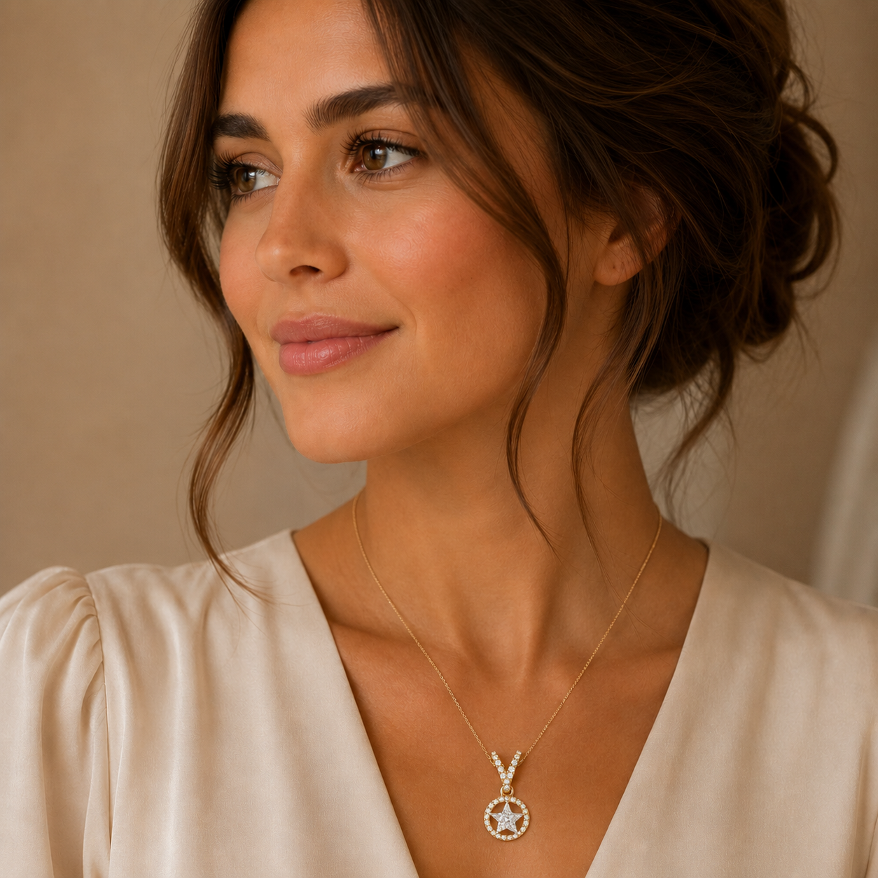 Round Diamond Pendant in Gold
