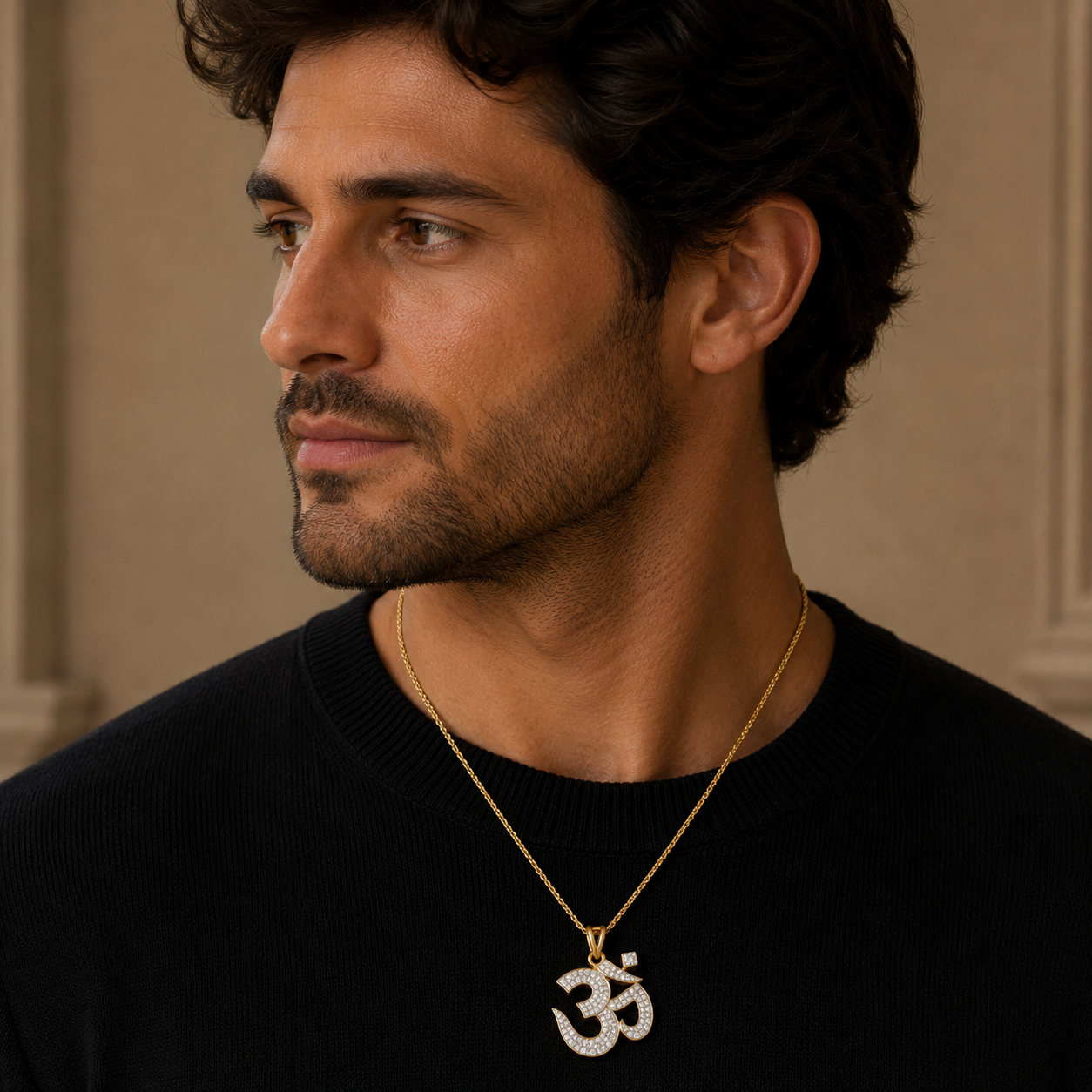 Om Diamond Pendant in Gold | Spiritual Fine Jewellery