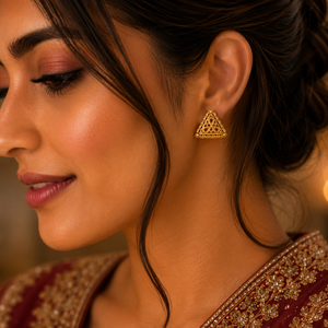 Triangle Gold Stud Earrings | Traditional Fine Jewellery