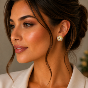 22KT Gold Dual Tone Swirl Stud Earrings