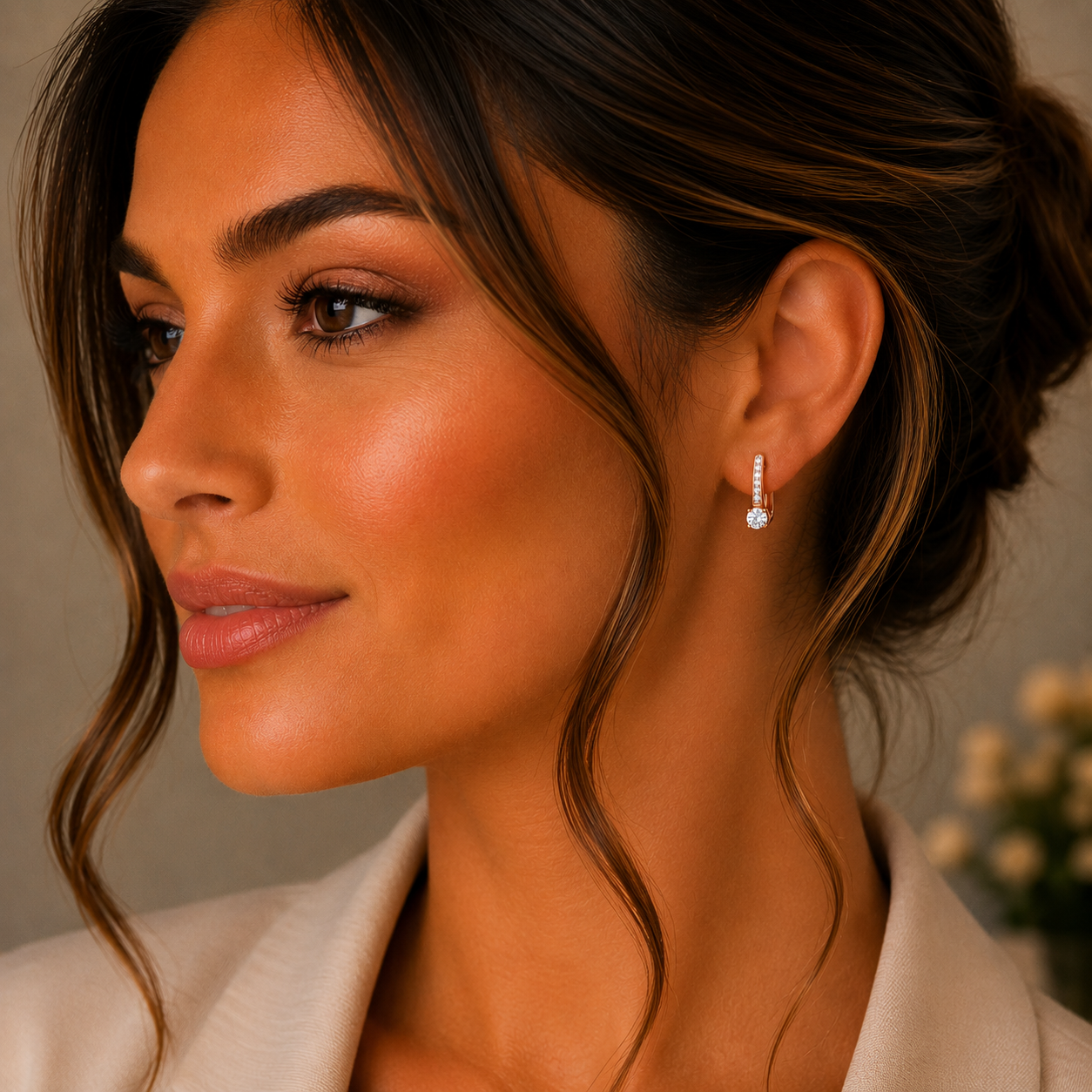 18KT Gold Stone Accent Drop Earrings