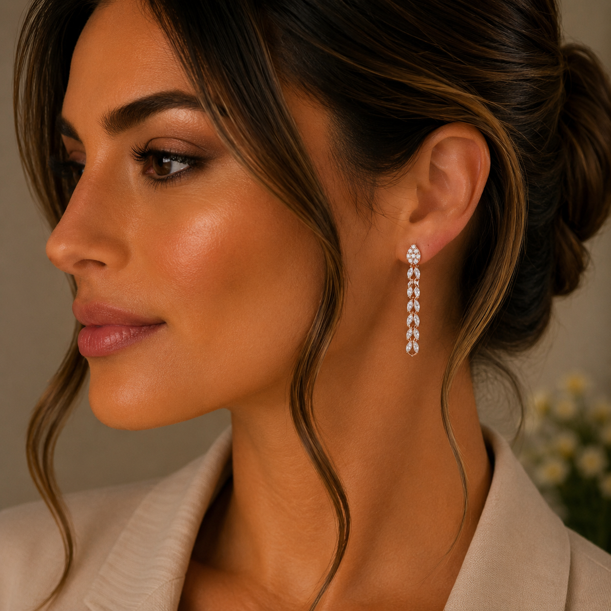 Elegant Diamond Hoop Earrings in 18K Rose Gold