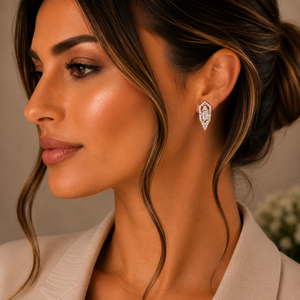 Diamond Shield Stud Earrings for Women