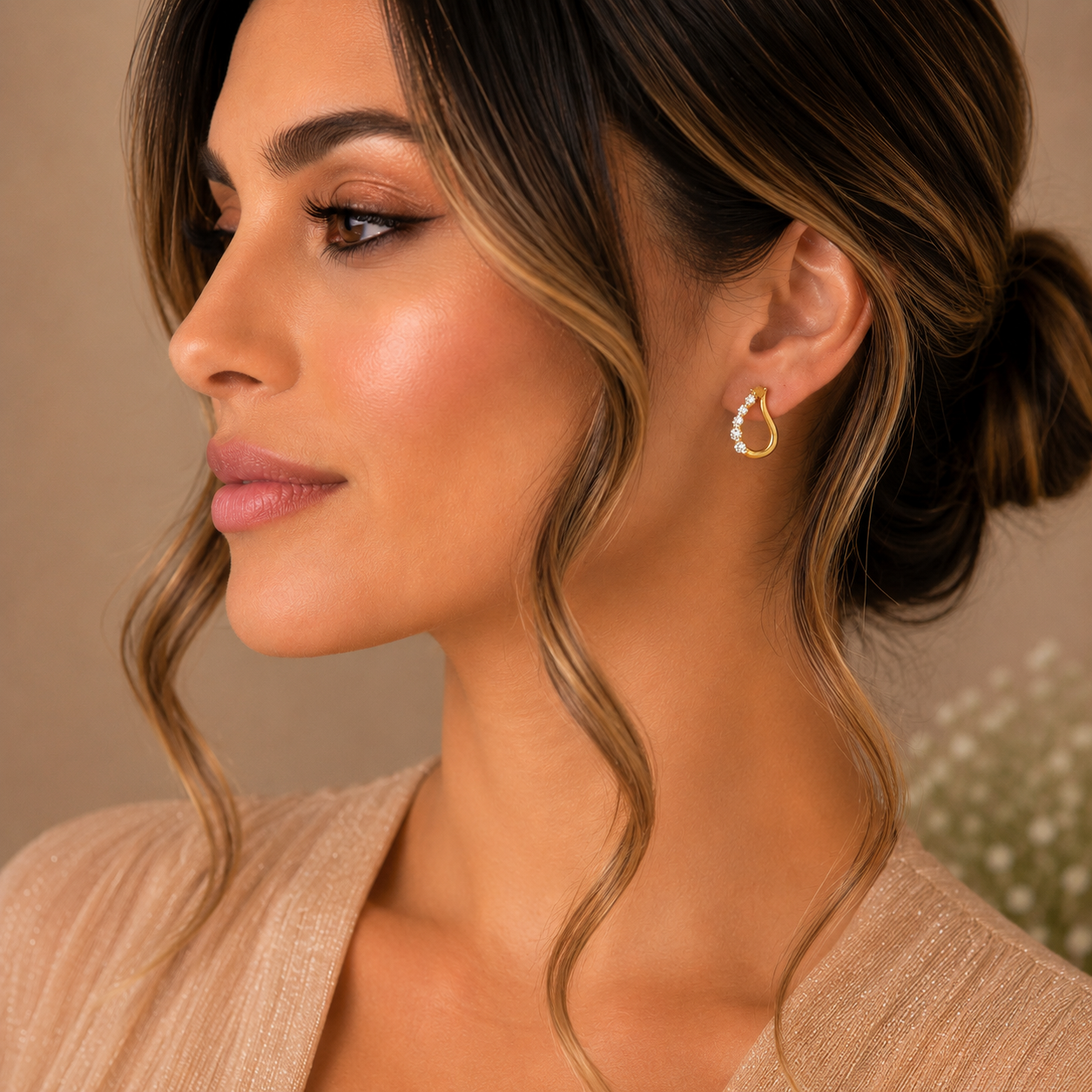 Diamond Hoop Earrings in Gold
